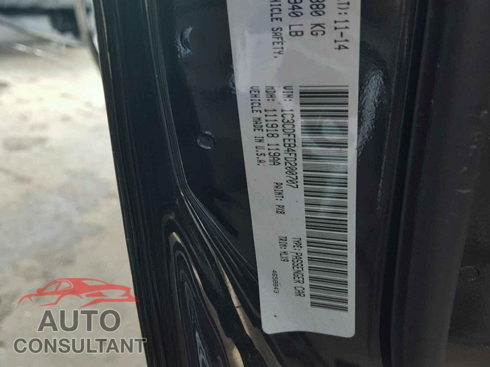 DODGE DART 2015 - 1C3CDFEB4FD200707