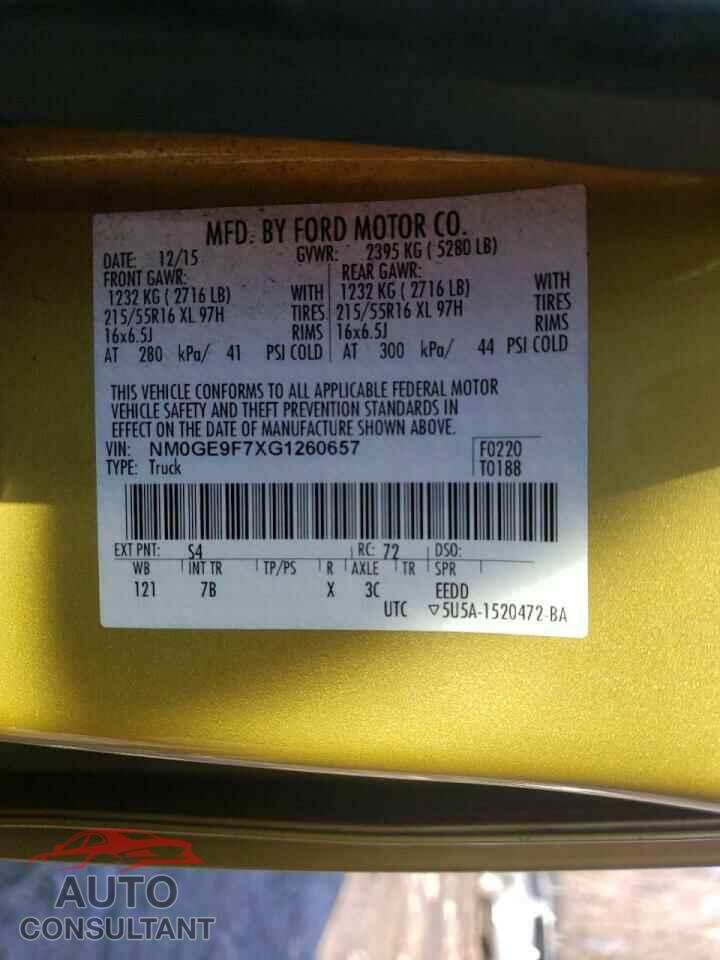 FORD TRANSIT CO 2016 - NM0GE9F7XG1260657