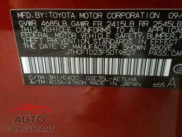 LEXUS IS250 2015 - JTHCF1D23F5019827
