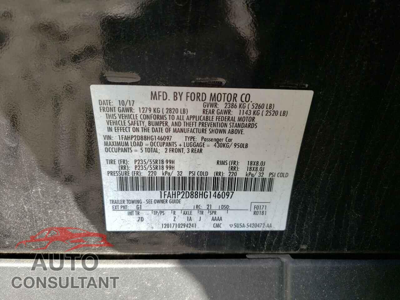 FORD TAURUS 2017 - 1FAHP2D88HG146097