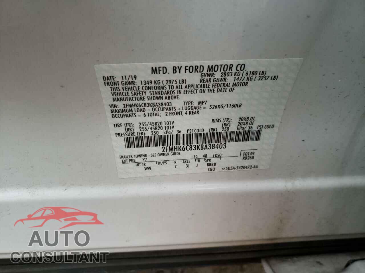 FORD FLEX 2019 - 2FMHK6C83KBA38403