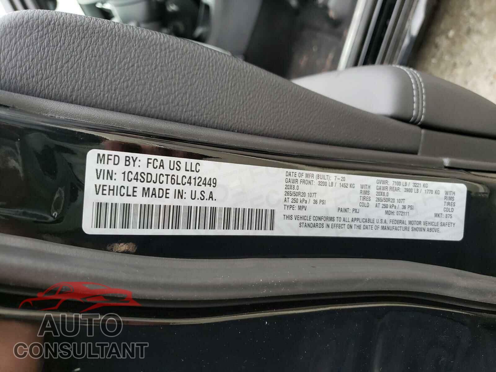 DODGE DURANGO 2020 - 1C4SDJCT6LC412449