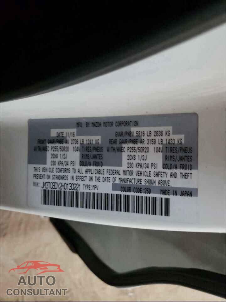 MAZDA CX-9 2017 - JM3TCBDY2H0130221