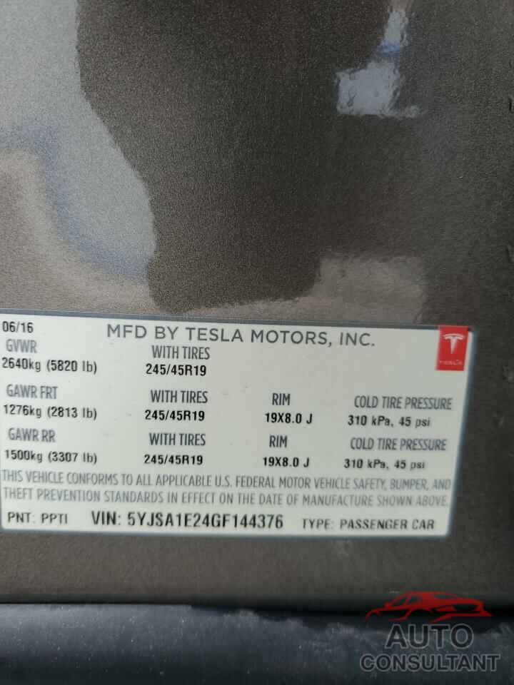 TESLA MODEL S 2016 - 5YJSA1E24GF144376