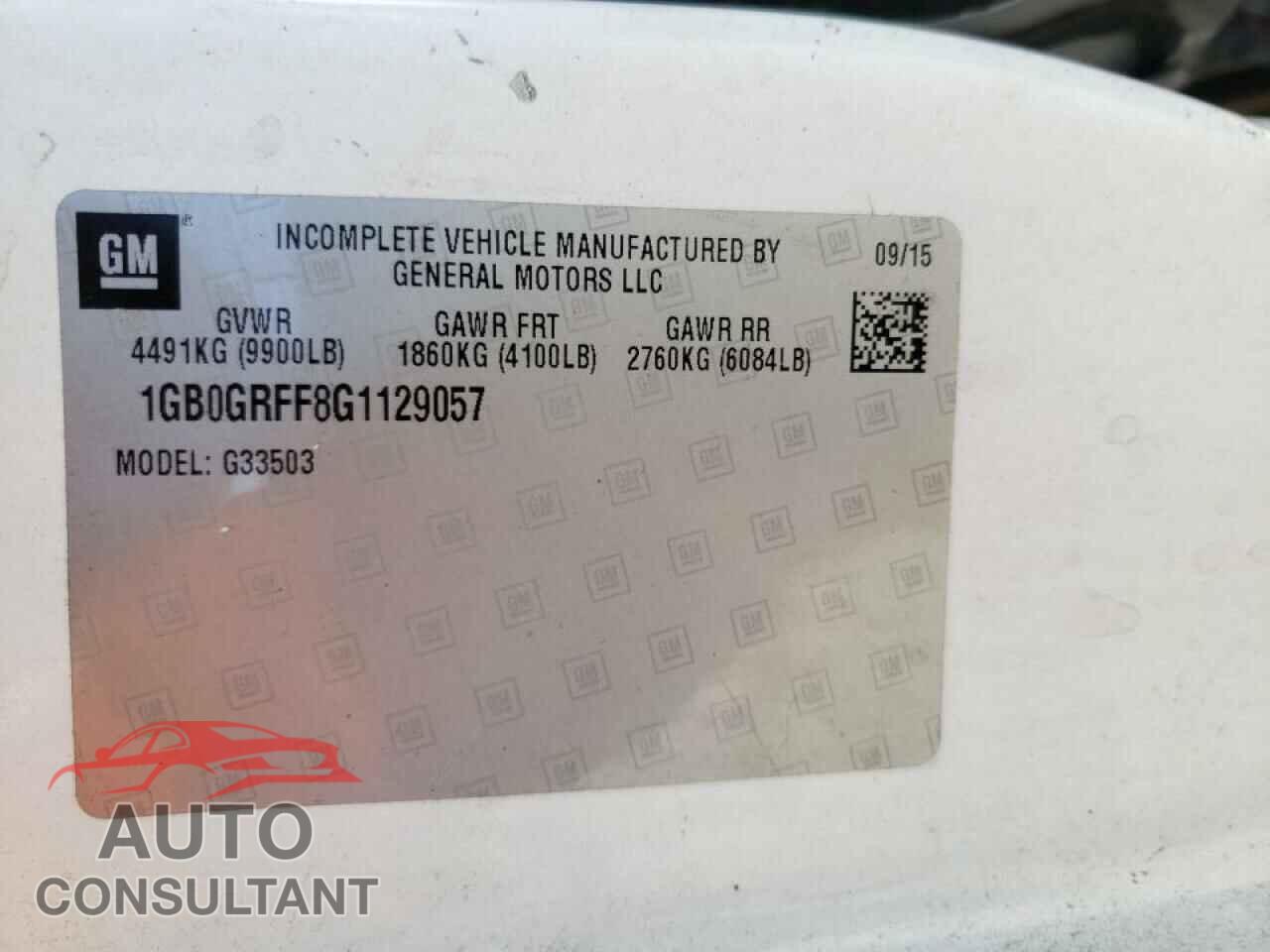 CHEVROLET EXPRESS 2016 - 1GB0GRFF8G1129057