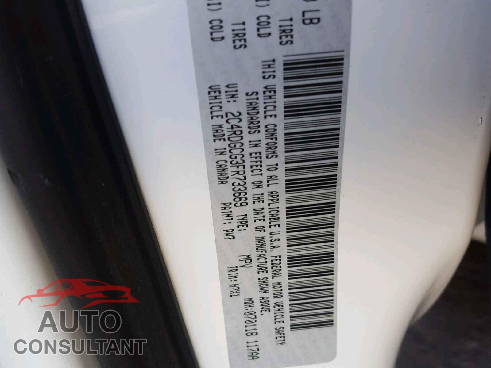 DODGE CARAVAN 2015 - 2C4RDGCG3FR733669