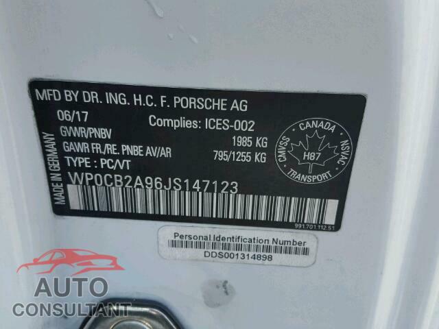 PORSCHE 911 2018 - WP0CB2A96JS147123