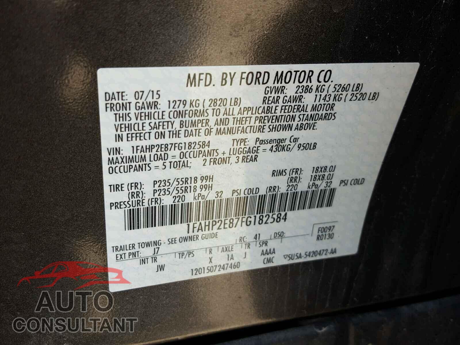 FORD TAURUS 2015 - 1FAHP2E87FG182584