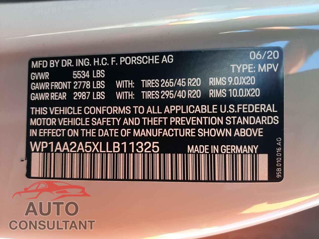 PORSCHE MACAN 2020 - WP1AA2A5XLLB11325