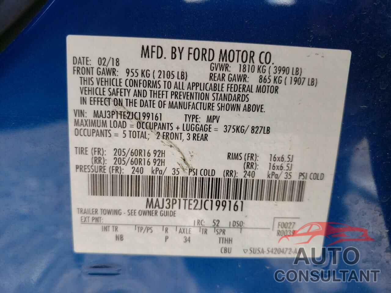 FORD ALL OTHER 2018 - MAJ3P1TE2JC199161