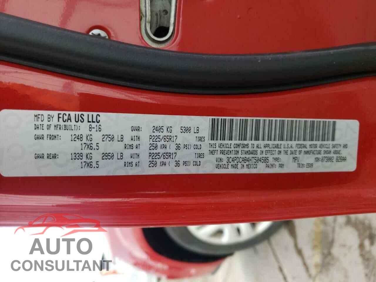 DODGE JOURNEY 2017 - 3C4PDCAB4HT504585