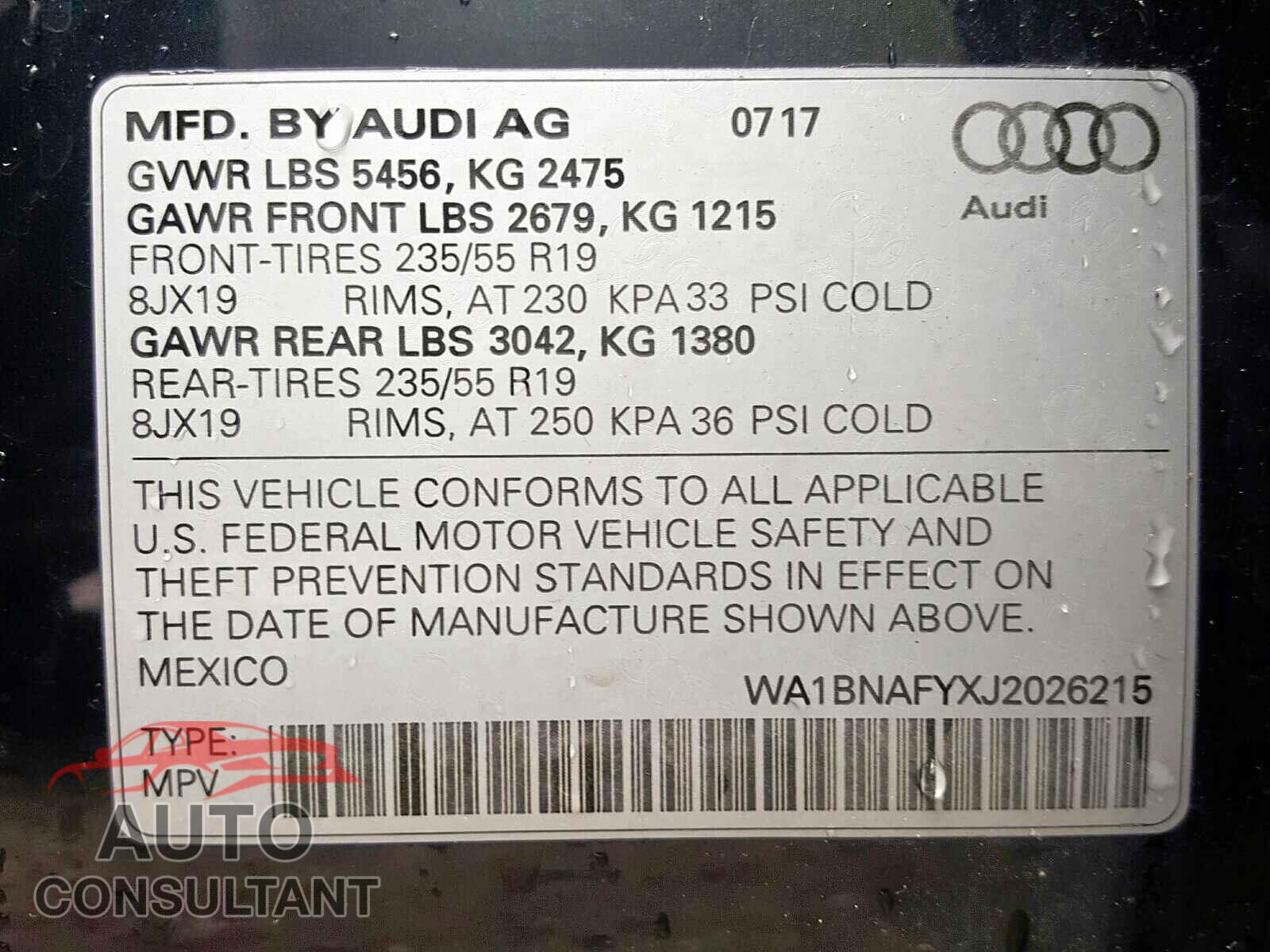 AUDI Q5 2018 - KNMAT2MT1JP513004