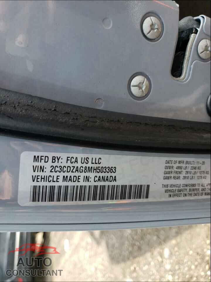DODGE CHALLENGER 2021 - 2C3CDZAG8MH503363