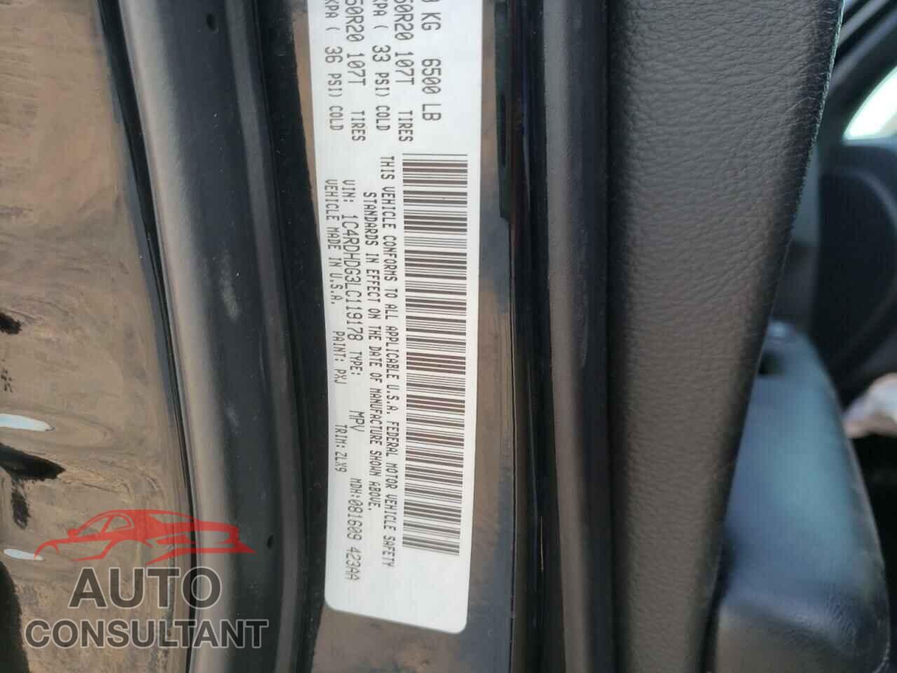 DODGE DURANGO 2020 - 1C4RDHDG3LC119178