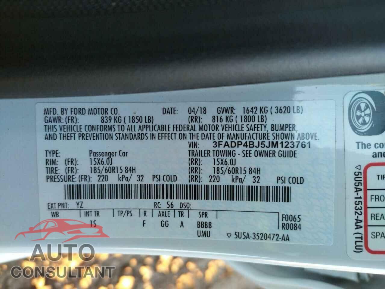 FORD FIESTA 2018 - 3FADP4BJ5JM123761
