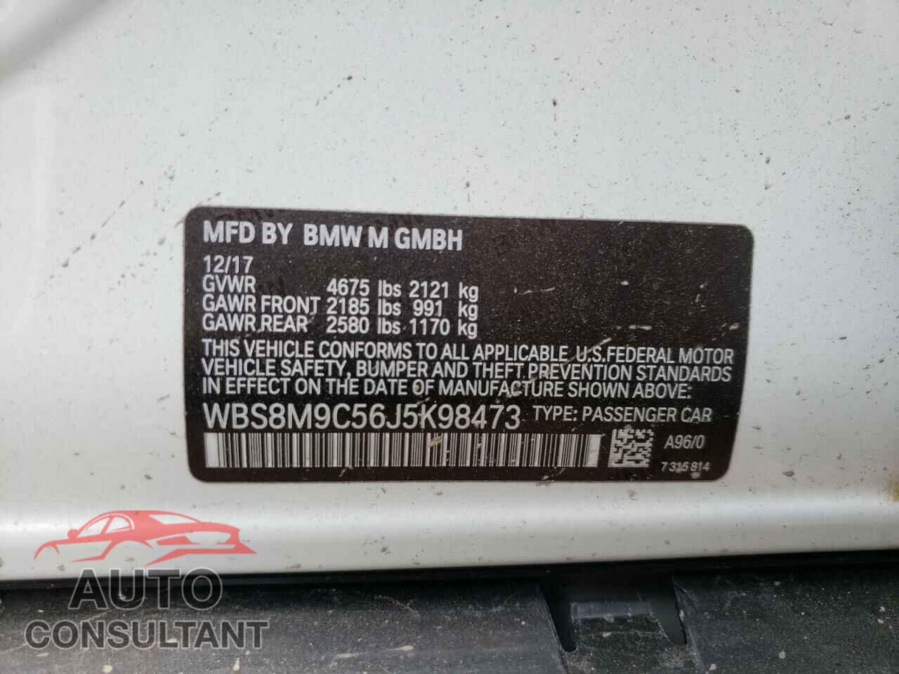 BMW M3 2018 - WBS8M9C56J5K98473