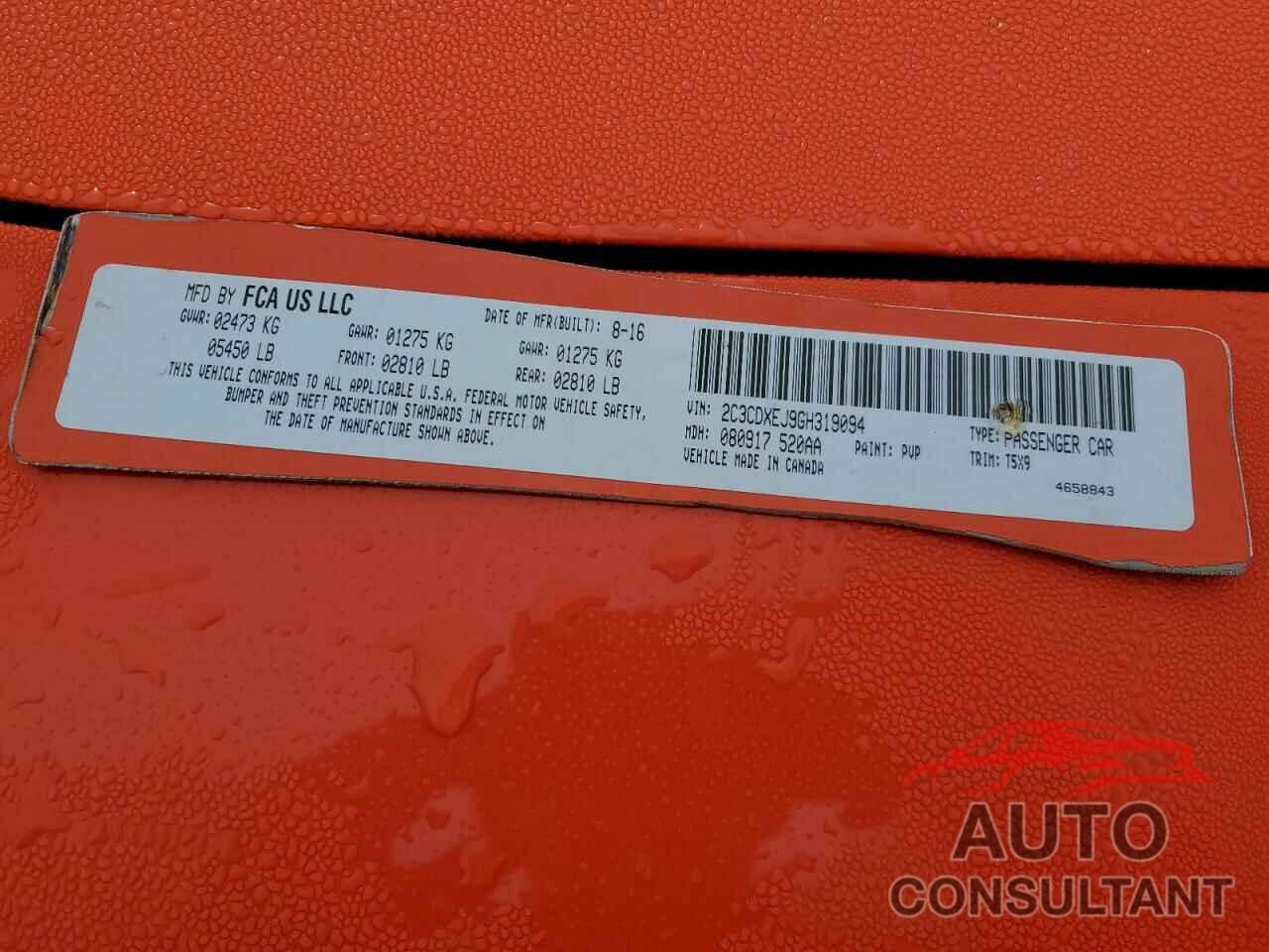 DODGE CHARGER 2016 - 2C3CDXEJ9GH319094