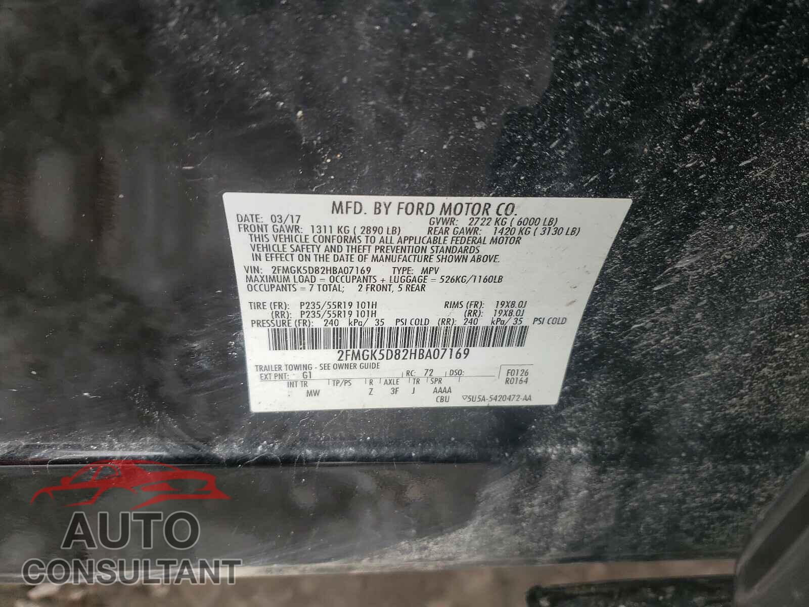 FORD FLEX 2017 - 2FMGK5D82HBA07169