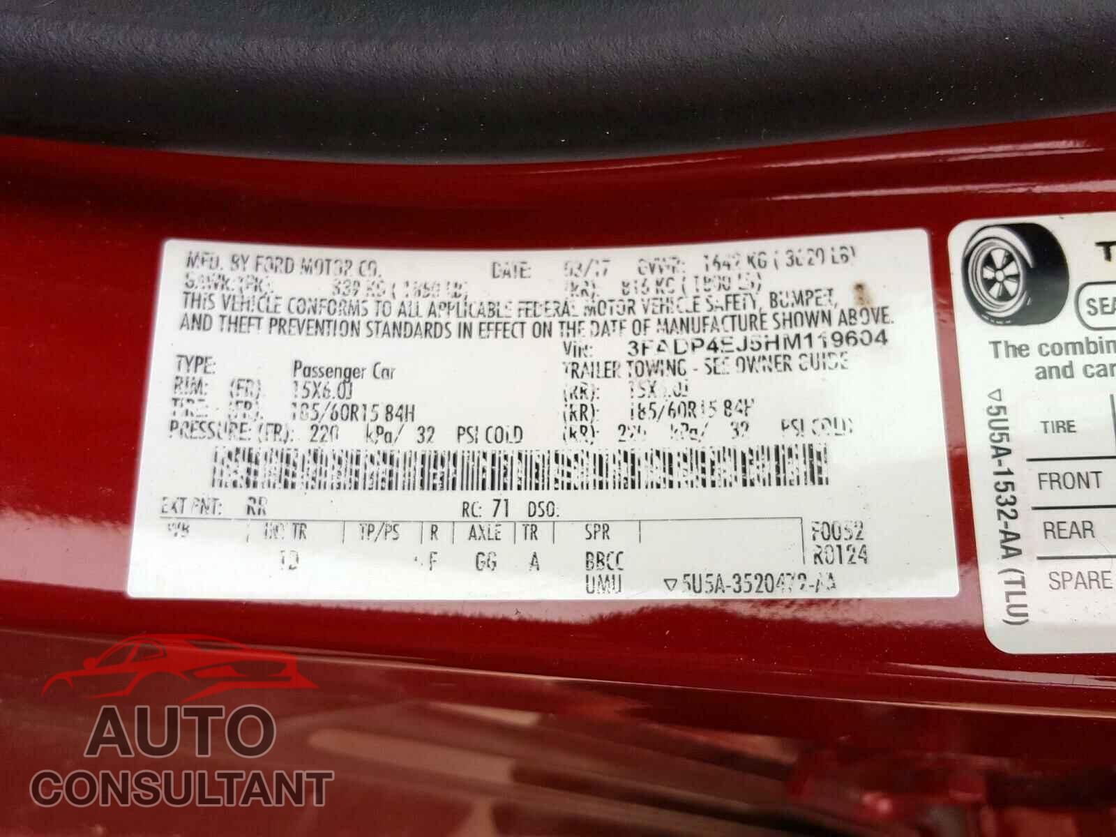 FORD FIESTA 2017 - 3FADP4EJ5HM119604
