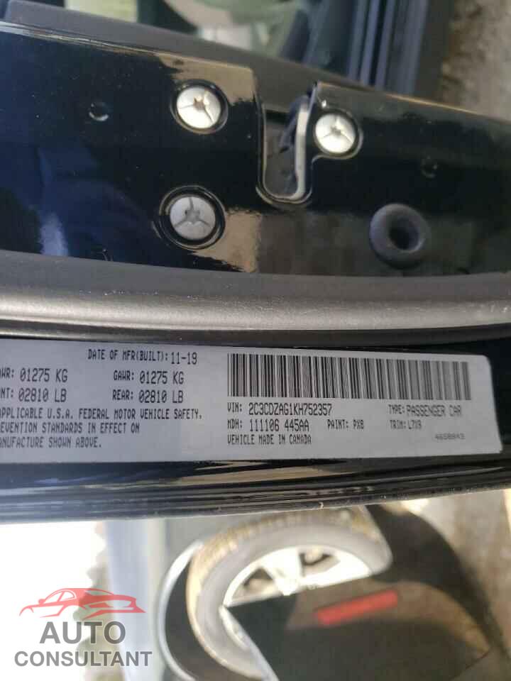 DODGE CHALLENGER 2019 - 2C3CDZAG1KH752357