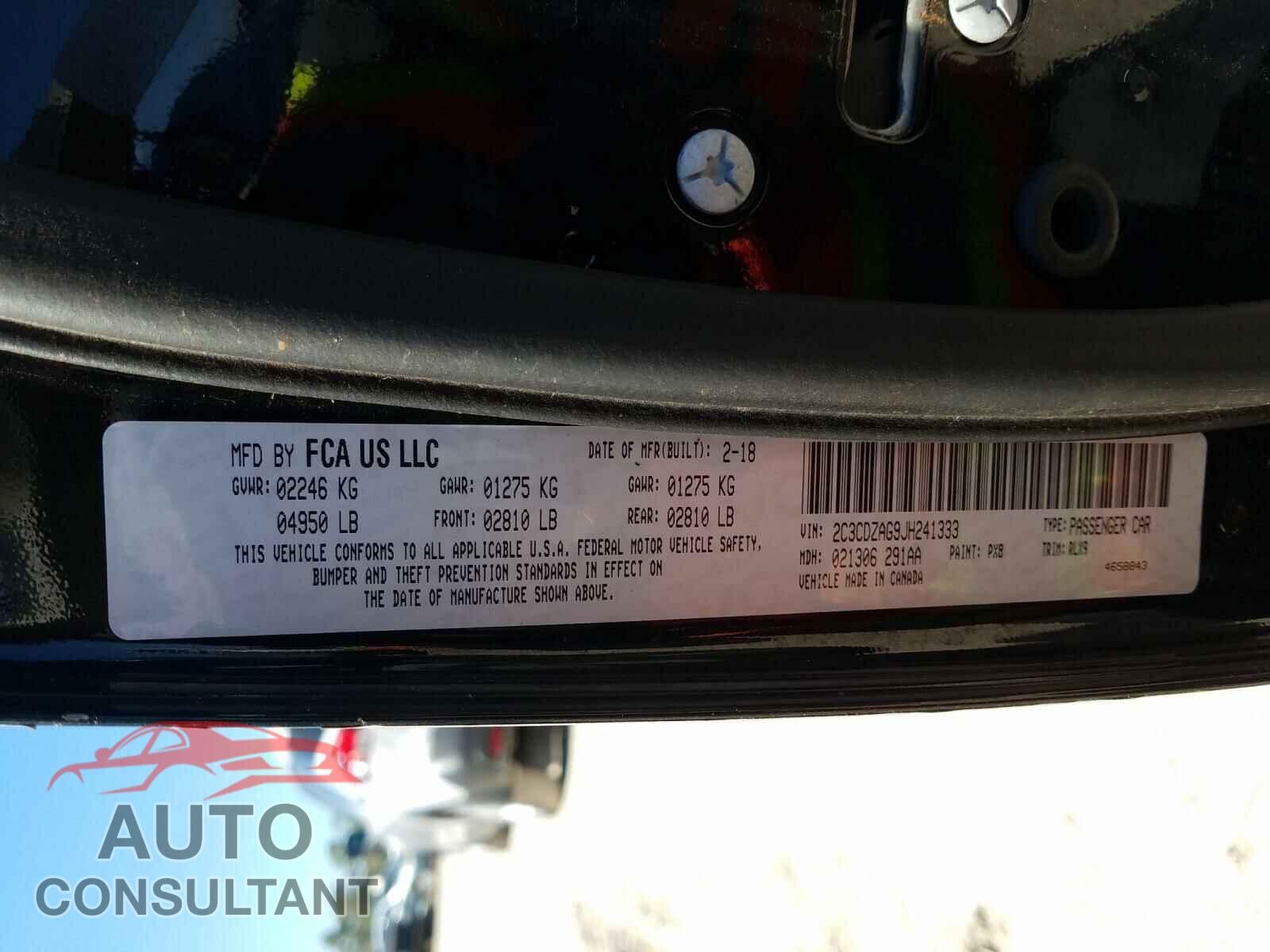 DODGE CHALLENGER 2018 - 2C3CDZAG9JH241333