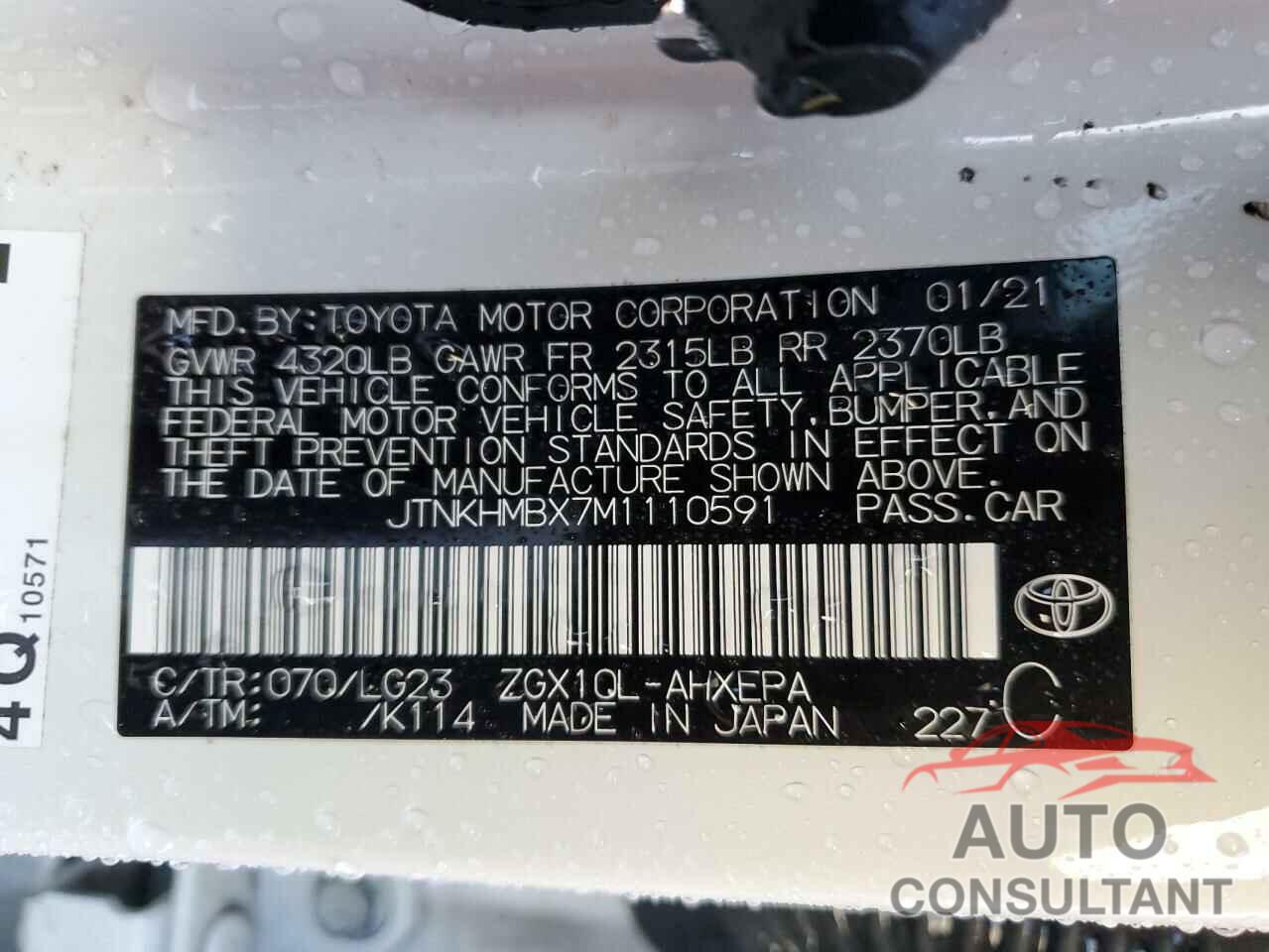 TOYOTA C-HR 2021 - JTNKHMBX7M1110591