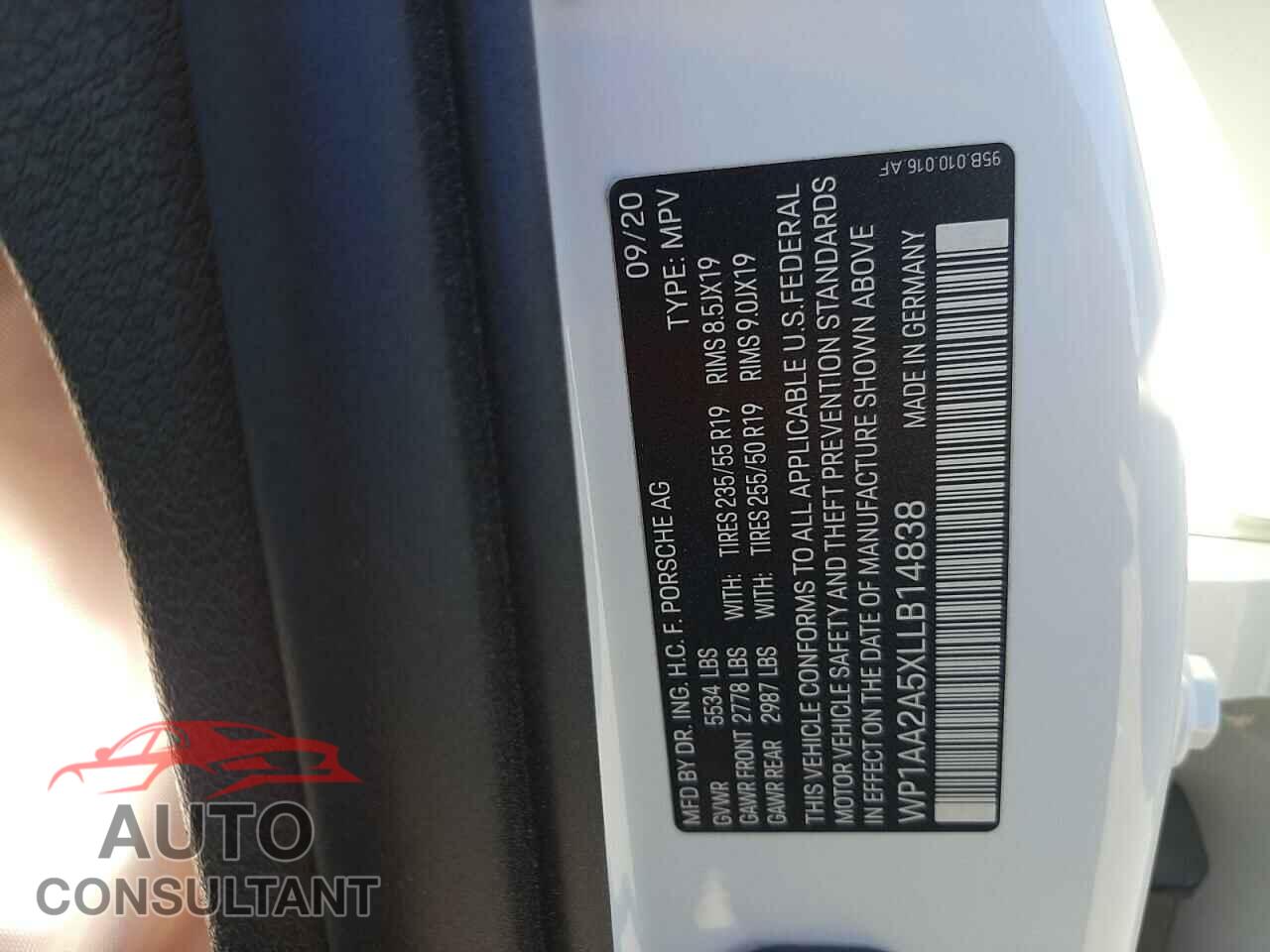 PORSCHE MACAN 2020 - WP1AA2A5XLLB14838