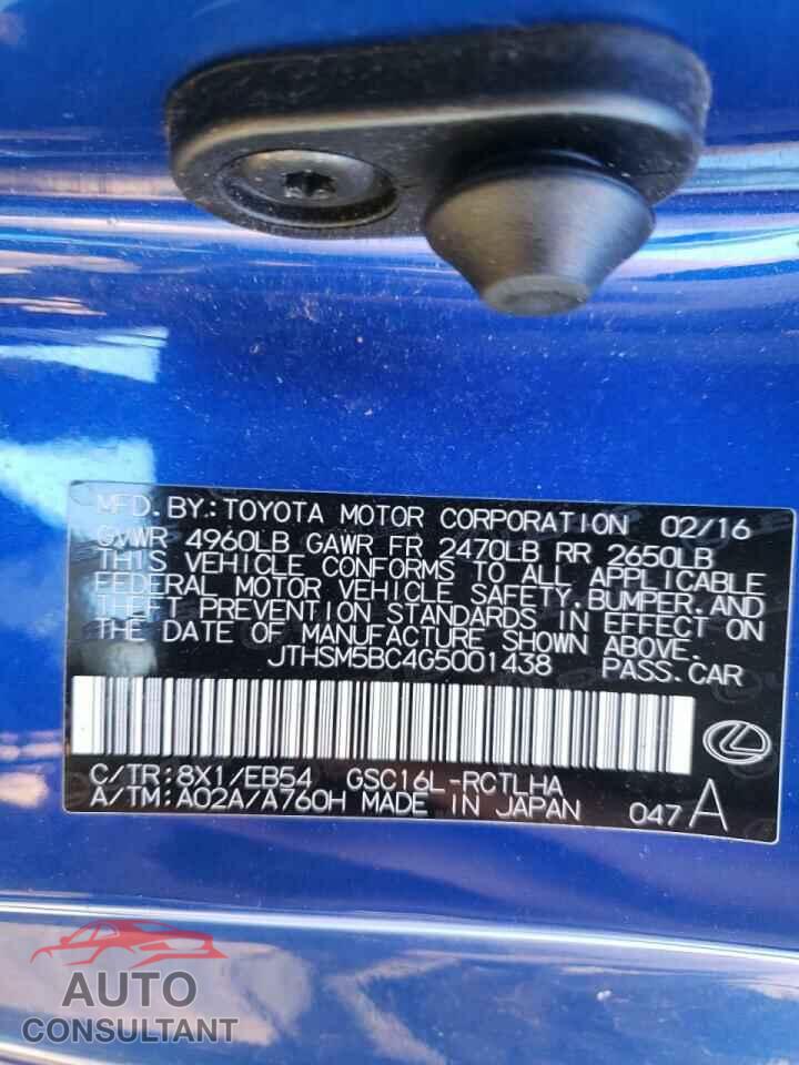 LEXUS RC300 2016 - JTHSM5BC4G5001438