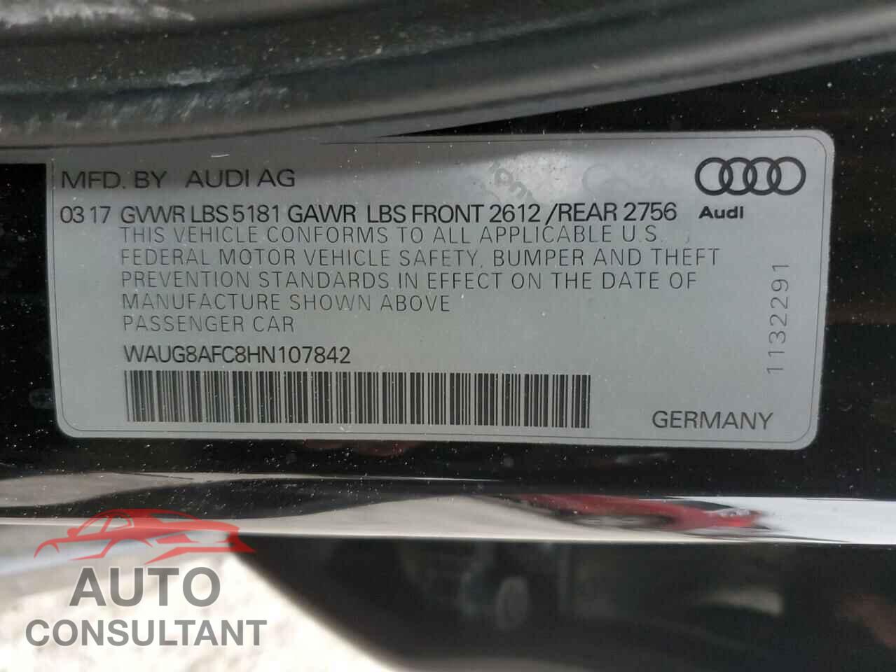 AUDI A6 2017 - WAUG8AFC8HN107842