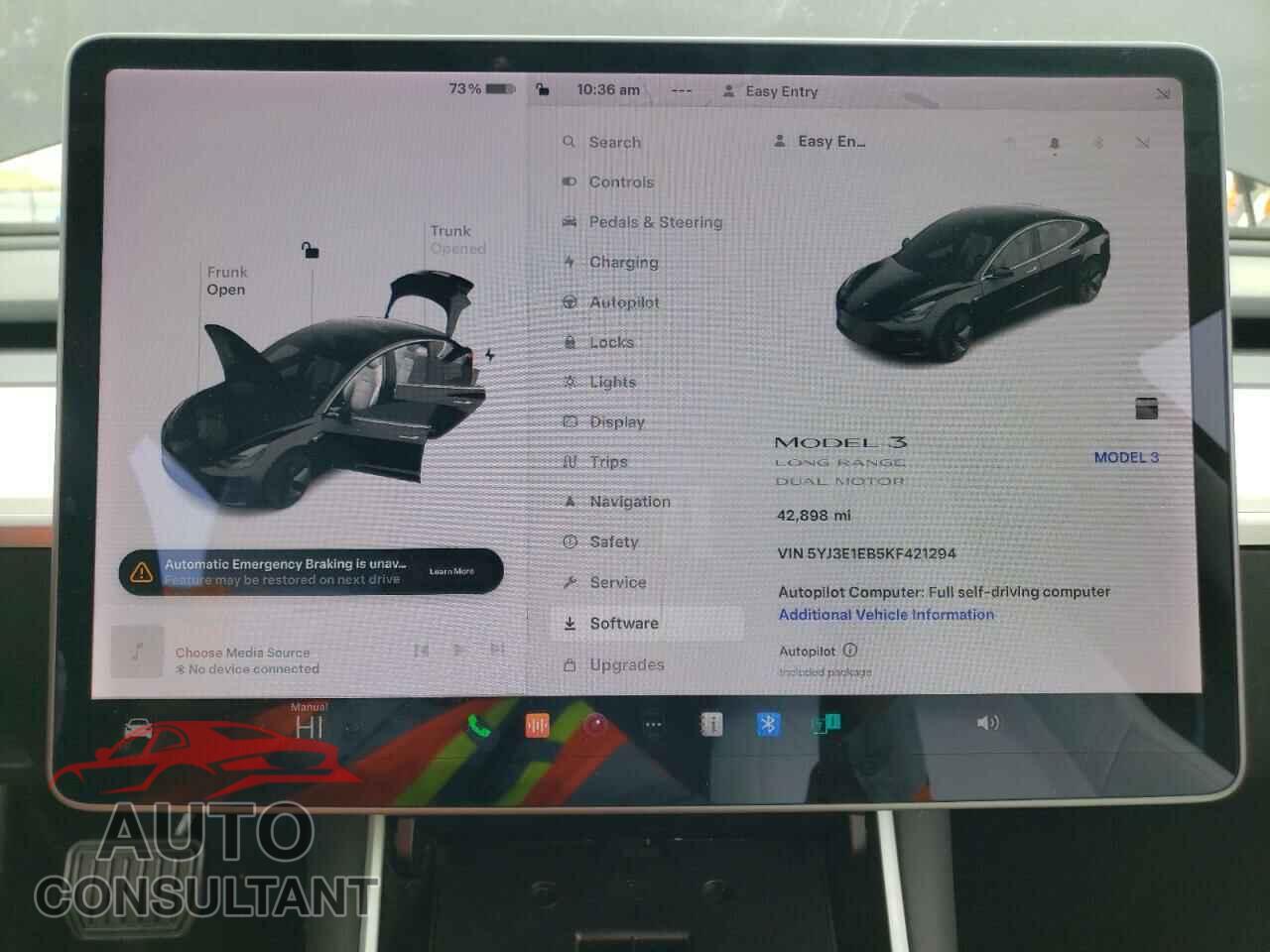 TESLA MODEL 3 2019 - 5YJ3E1EB5KF421294