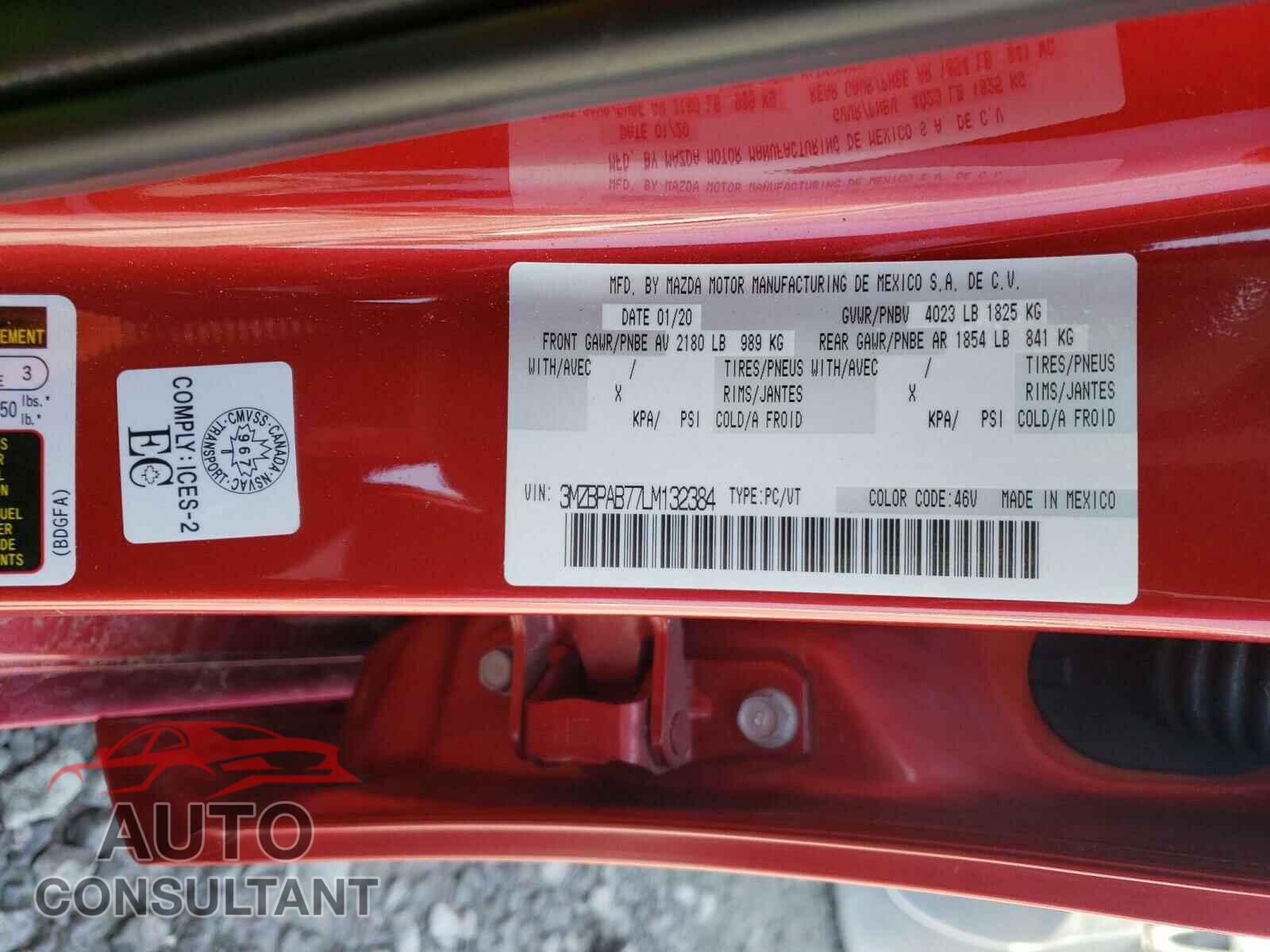 MAZDA 3 2020 - 3MZBPAB77LM132384