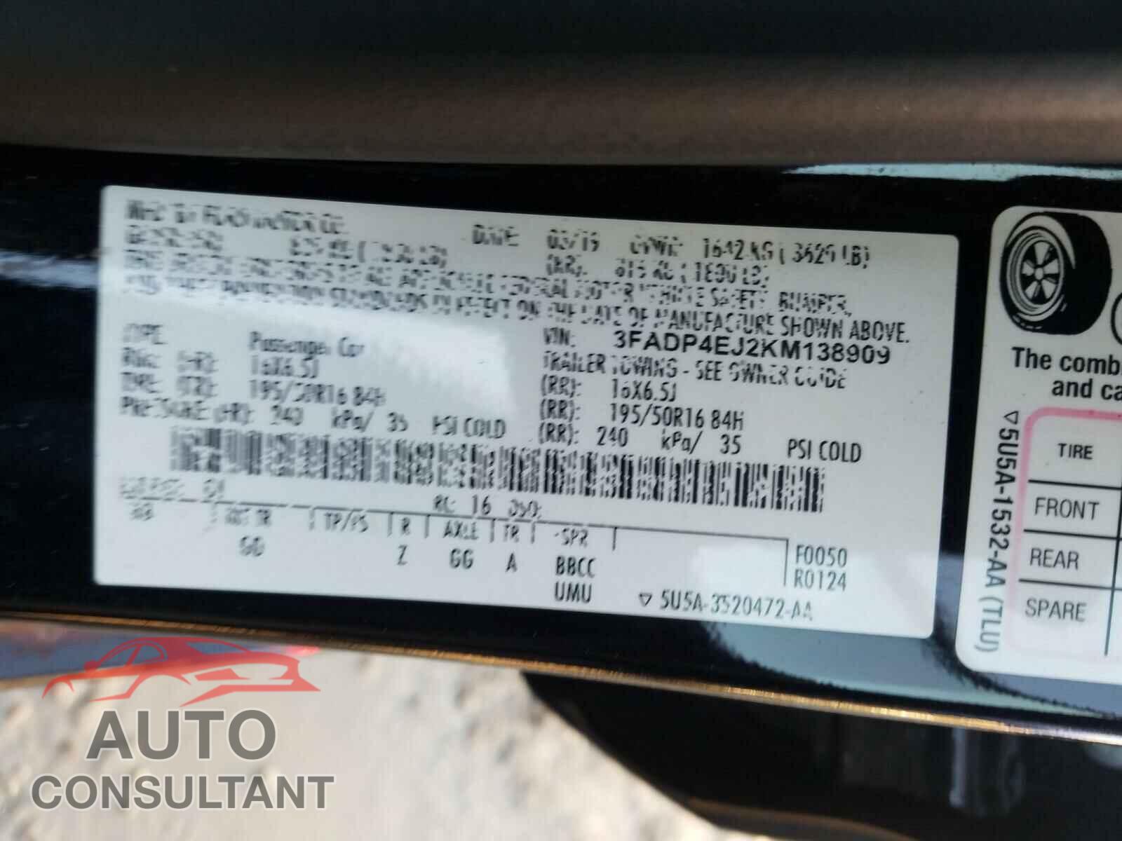 FORD FIESTA 2019 - 3FADP4EJ2KM138909