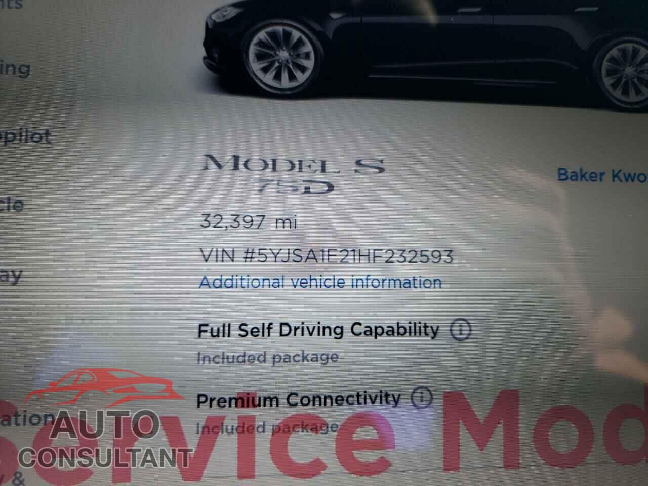 TESLA MODEL S 2017 - 5YJSA1E21HF232593
