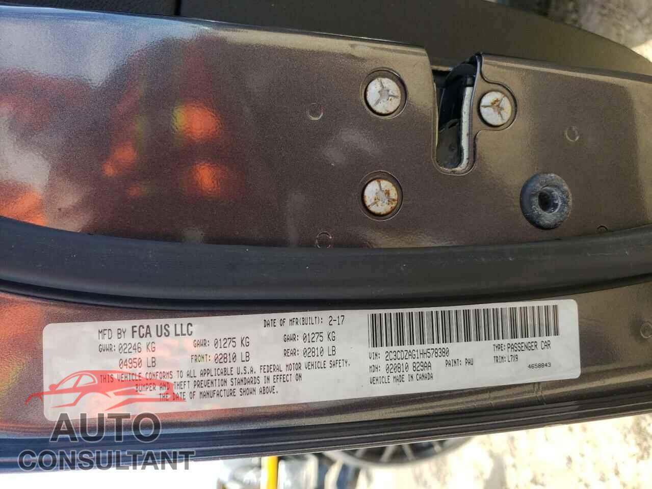 DODGE CHALLENGER 2017 - 2C3CDZAG1HH578380