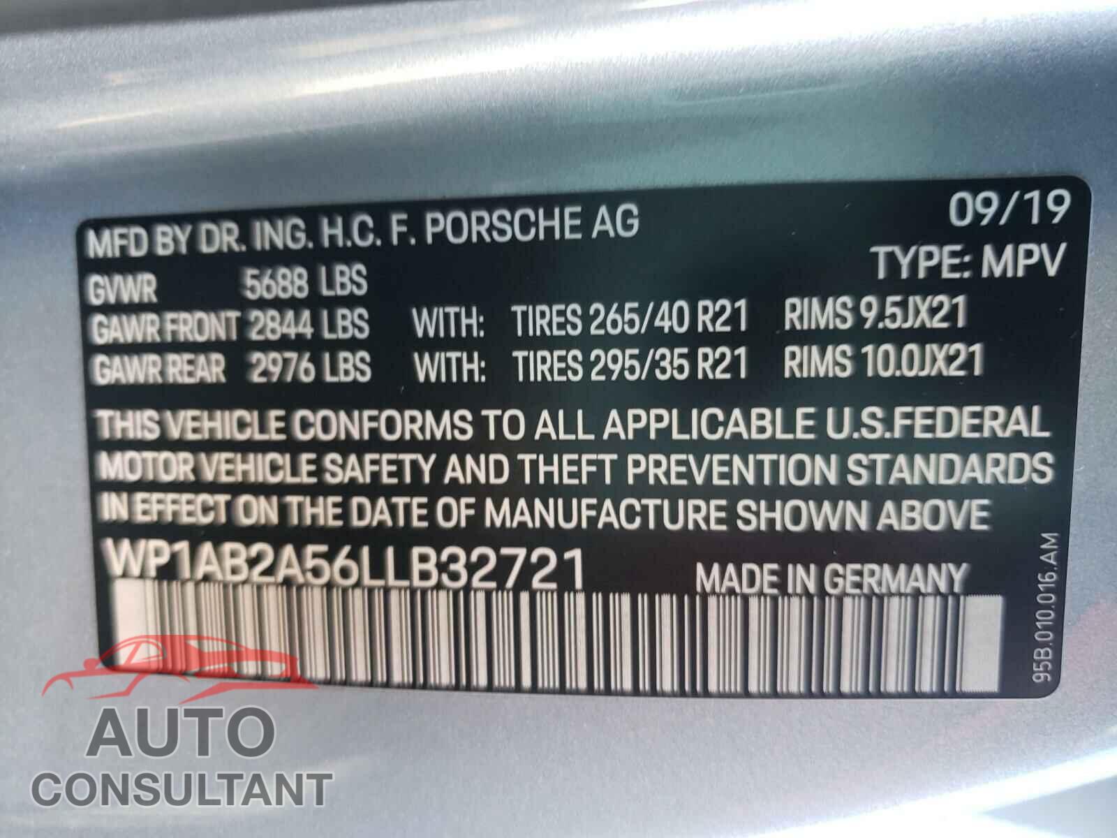 PORSCHE MACAN 2020 - WP1AB2A56LLB32721