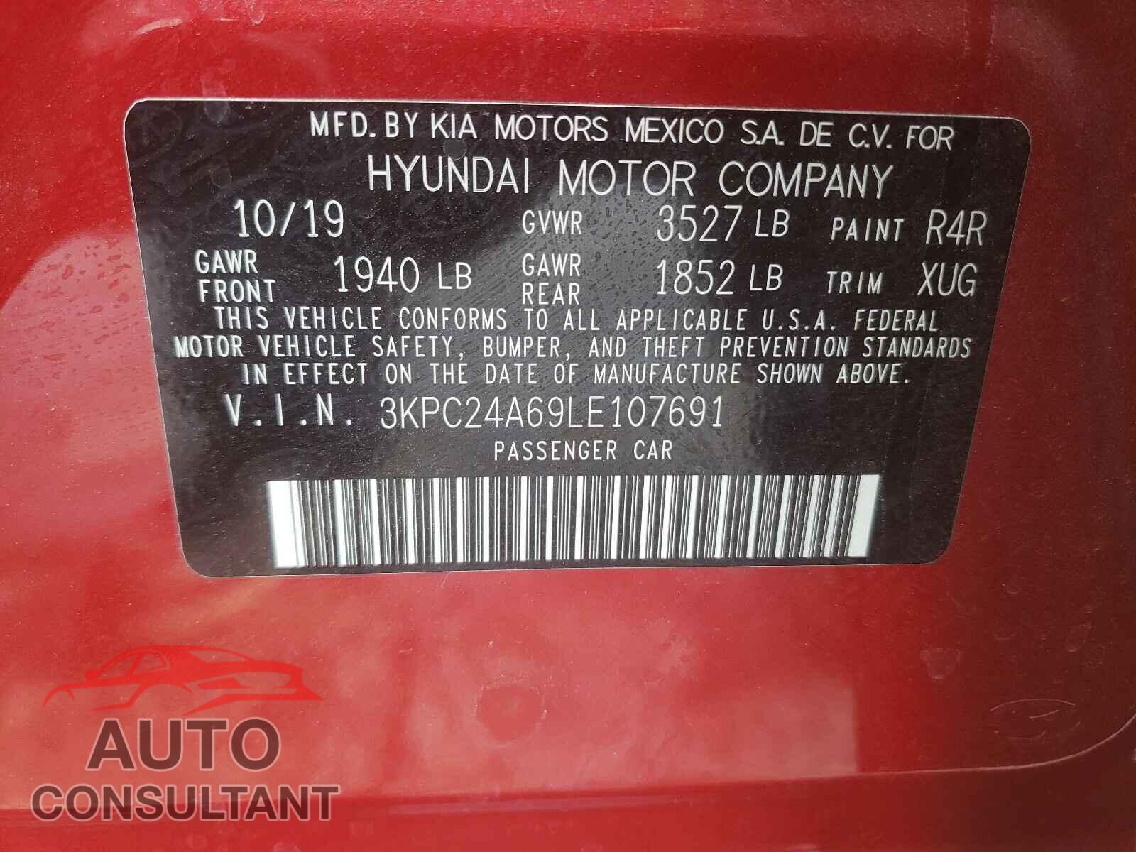 HYUNDAI ACCENT 2020 - 3KPC24A69LE107691