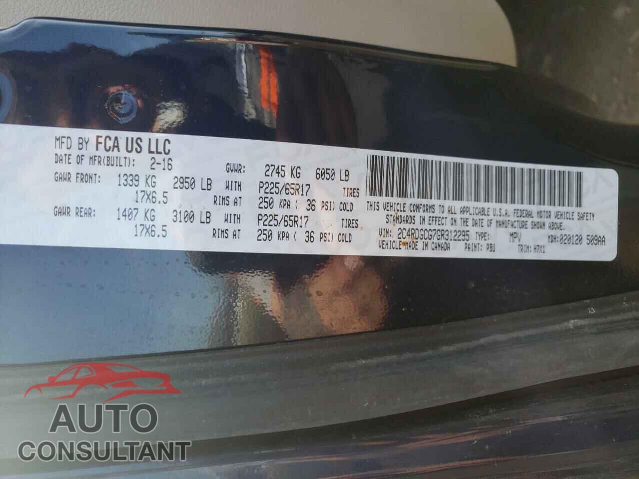 DODGE GRAND CARA 2016 - 2C4RDGCG7GR312295