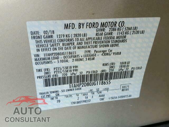 FORD TAURUS 2018 - 1FAHP2D80JG118655