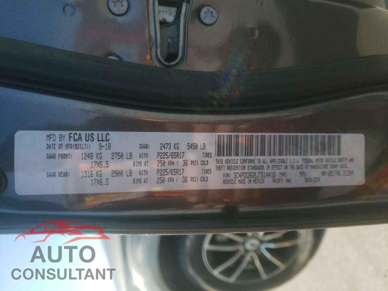 DODGE JOURNEY 2018 - 3C4PDCBG9JT514416