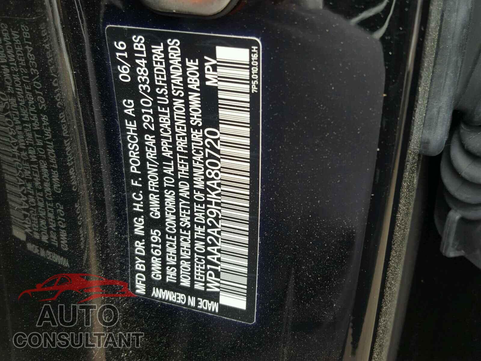 PORSCHE CAYENNE 2017 - WP1AA2A29HKA80720