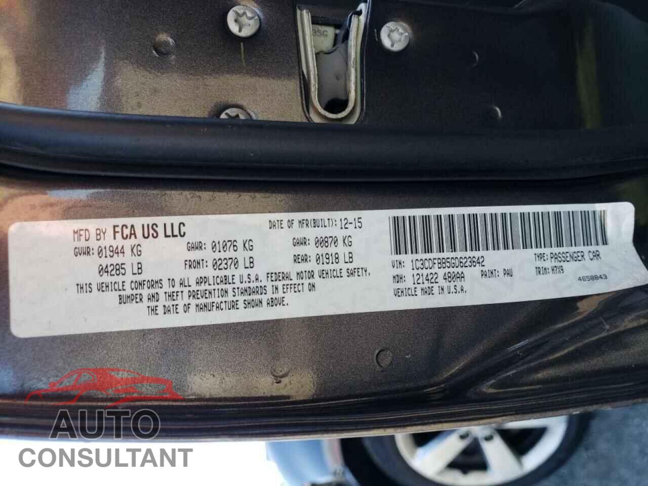 DODGE DART 2016 - 1C3CDFBB5GD623642