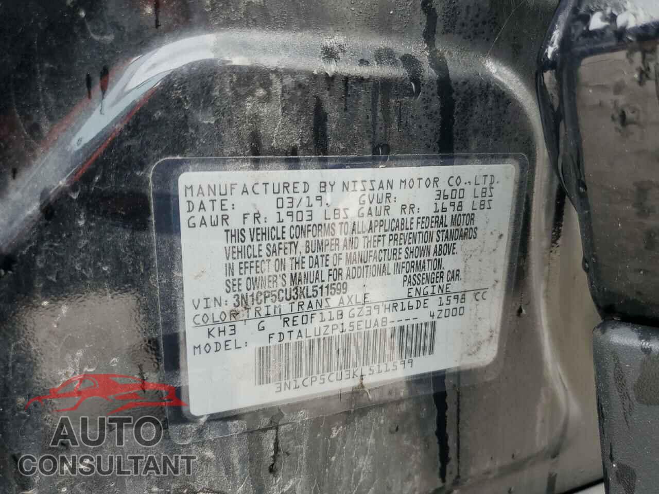 NISSAN KICKS 2019 - 3N1CP5CU3KL511599
