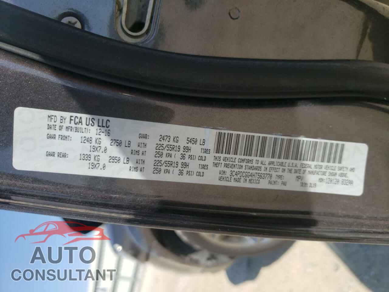 DODGE JOURNEY 2017 - 3C4PDCGG4HT563770