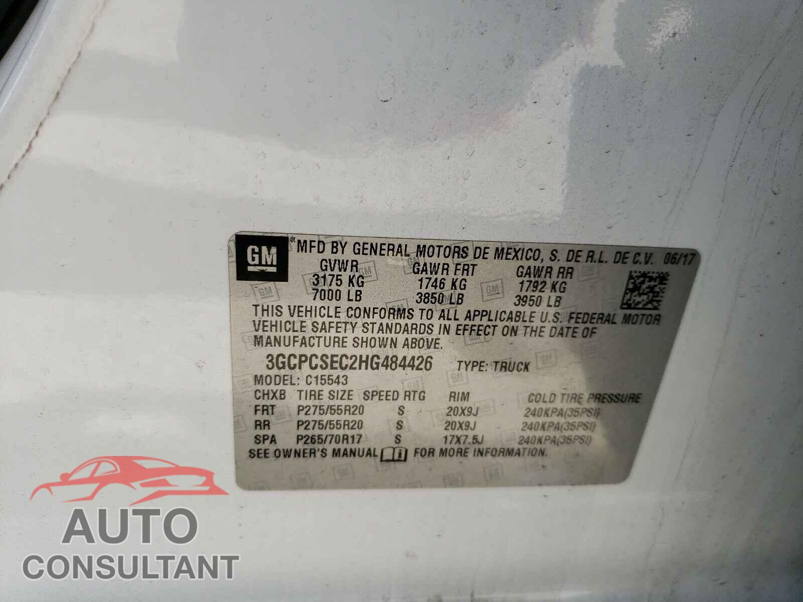 CHEVROLET SILVERADO 2017 - 3GCPCSEC2HG484426