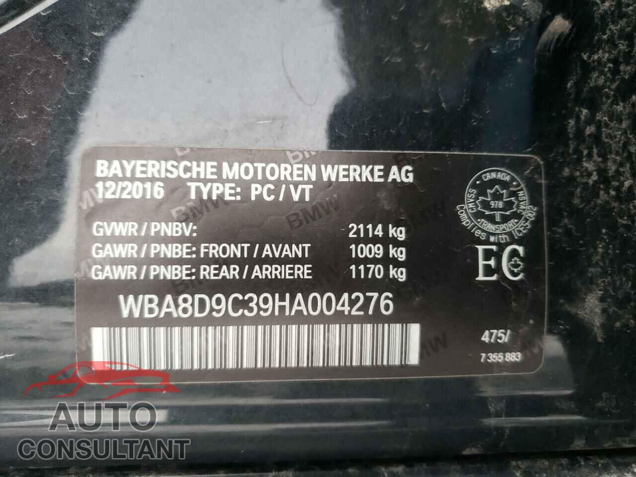 BMW 3 SERIES 2017 - WBA8D9C39HA004276