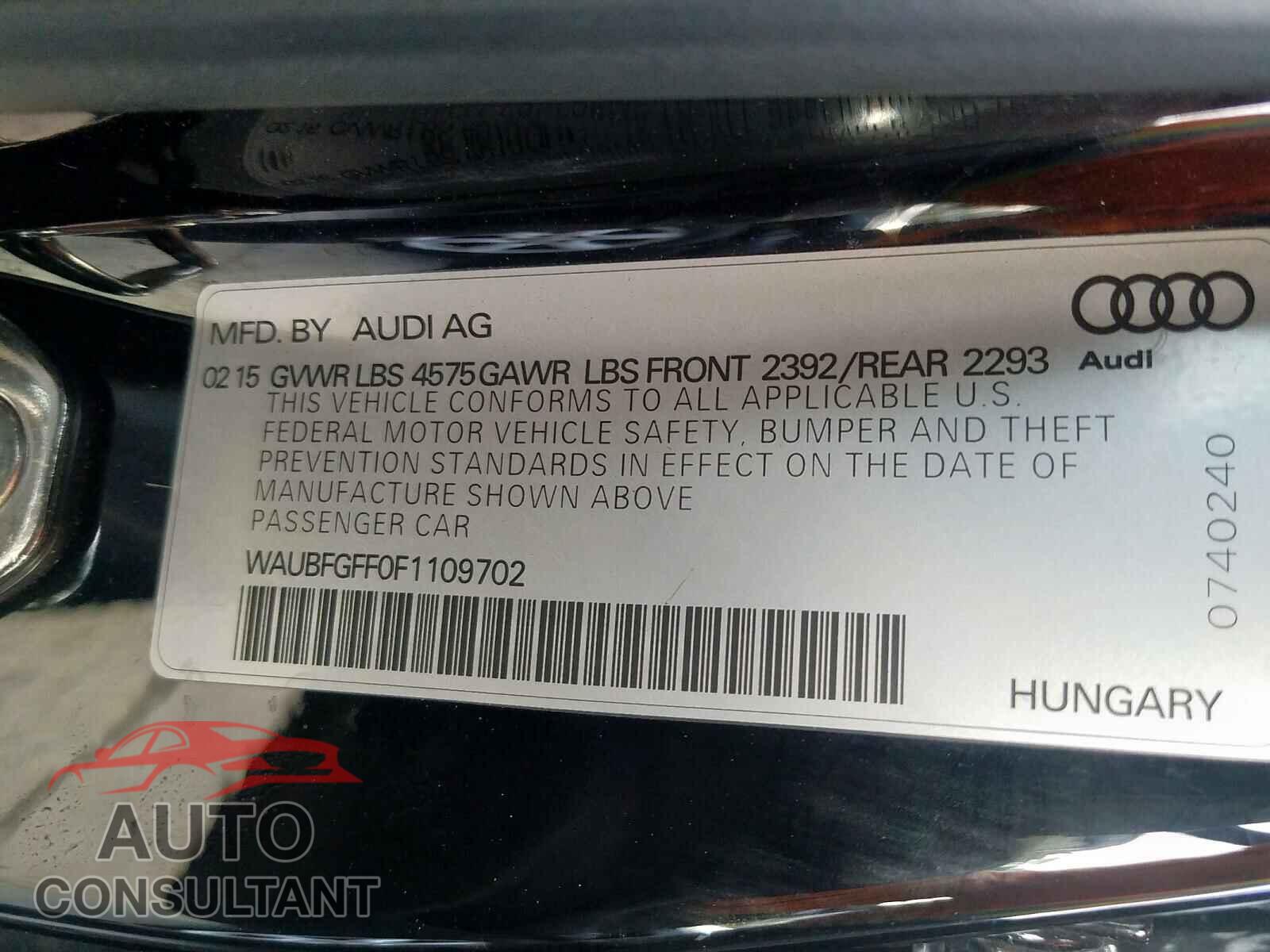 AUDI A3 2015 - WAUBFGFF0F1109702