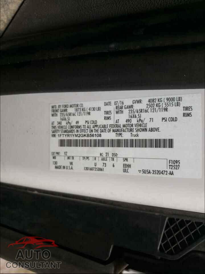 FORD TRANSIT CO 2016 - 1FTYR1YM2GKB56108