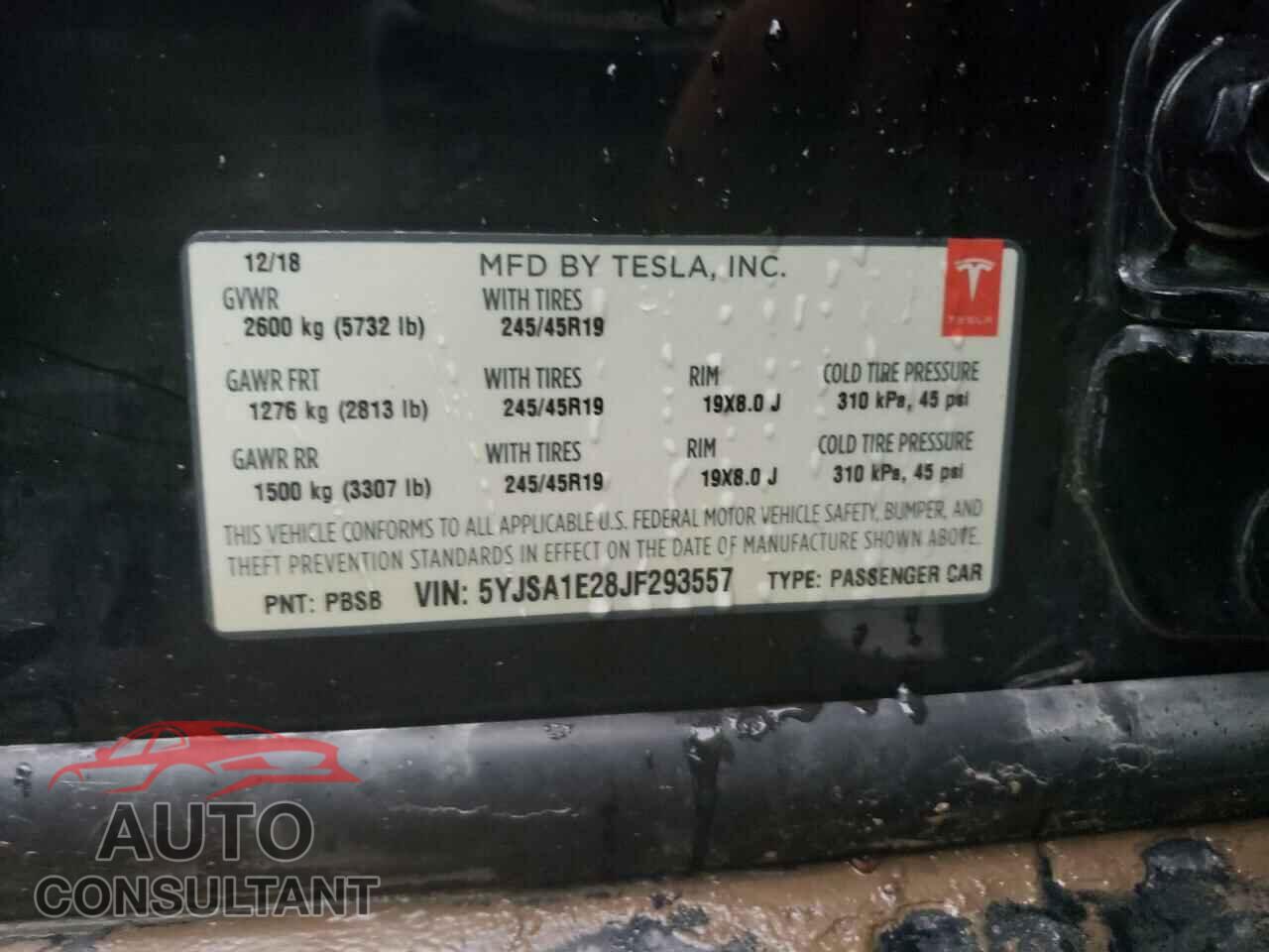 TESLA MODEL S 2018 - 5YJSA1E28JF293557
