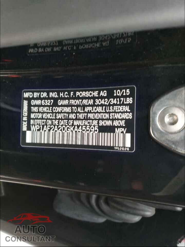 PORSCHE CAYENNE 2016 - WP1AF2A20GKA45595
