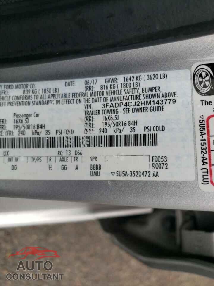 FORD FIESTA 2017 - 3FADP4CJ2HM143779